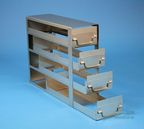 ALPHA 75 Drawer Racks for all boxes up to 136x136x78 mm, open design, folding handle, without safety stop, base of drawer open